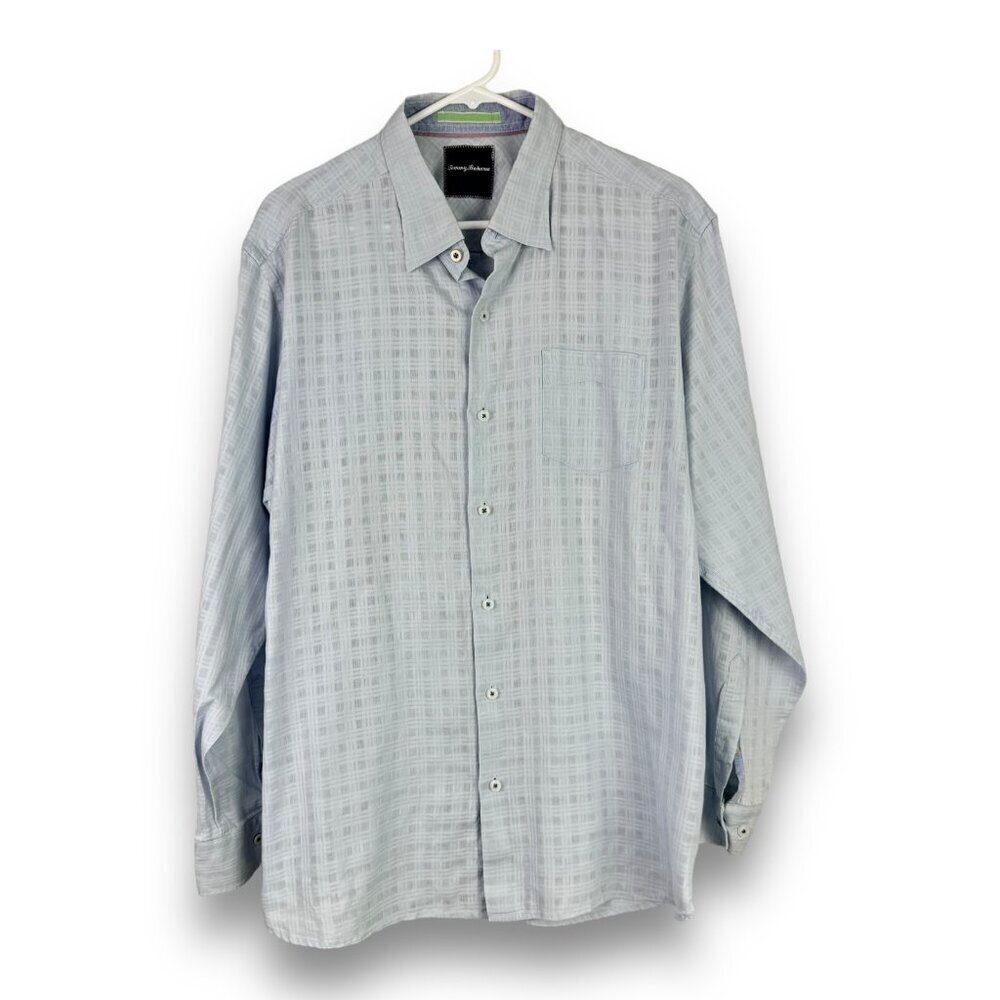 Tommy Bahama Mens Sz L Linen Blend Long Sleeve Button Up Shirt Lightweight  READ